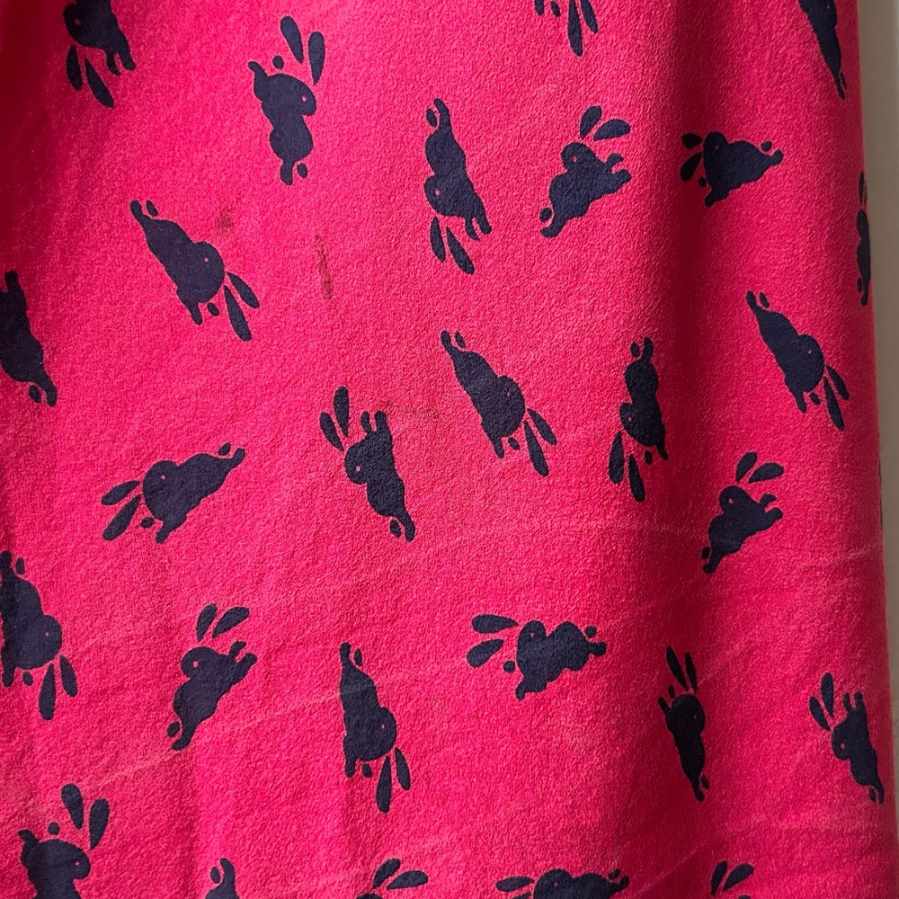 Band Of Outsiders Red Black Silk Bunny Rabbit Print Shirtdress Sz S - Picture 15 of 16